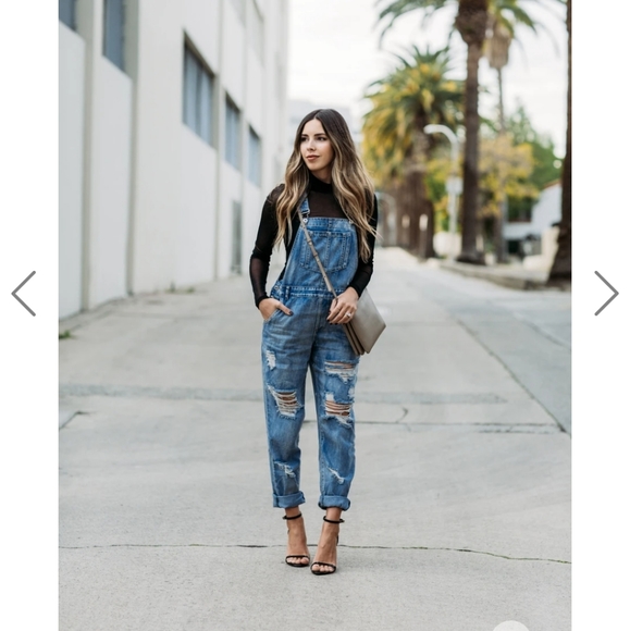 12th Tribe "Runaway Girl" Denim Overalls - Picture 2 of 6